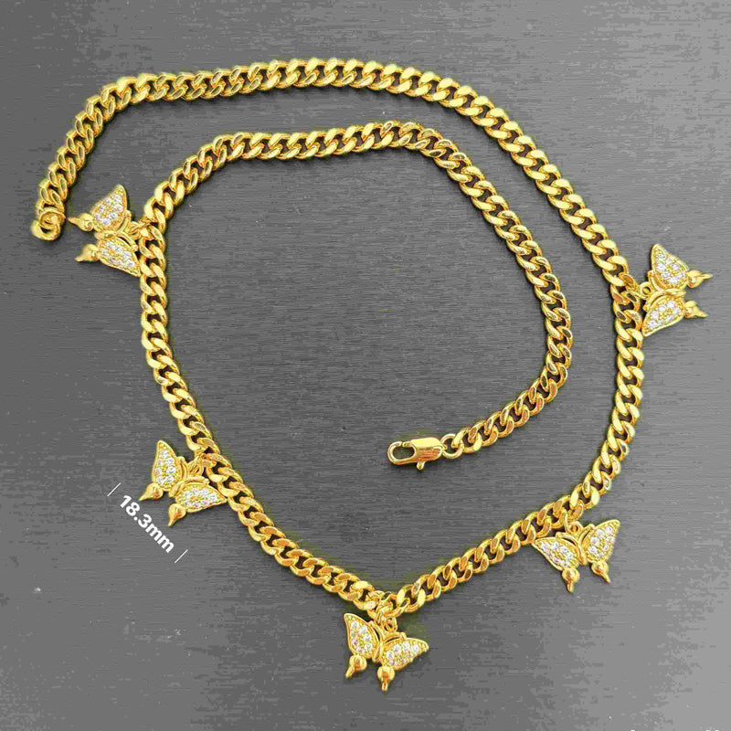 Butterfly Design Moissanite Tennis Necklace | 24K Gold Micro-Inlaid Elegant Women's Jewelry