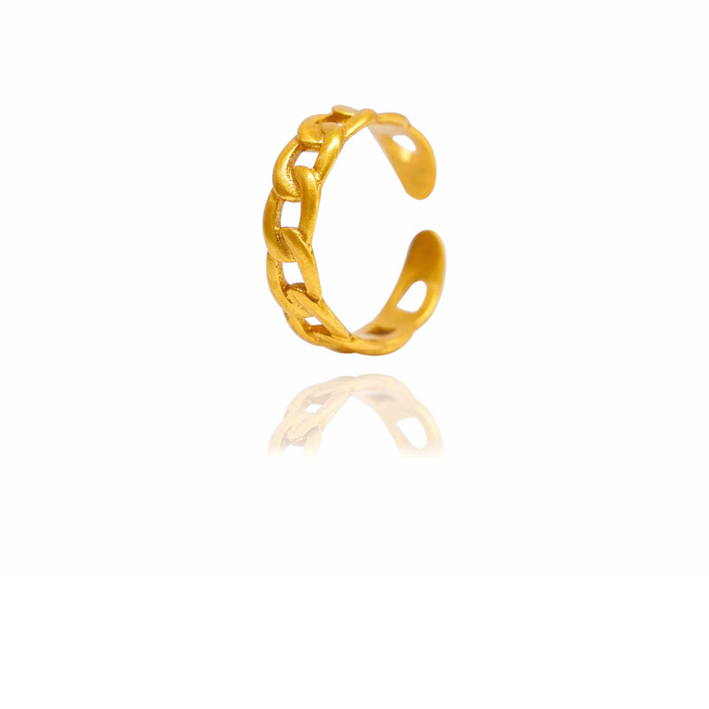 Classic Twist Chain Open Ring | 24K Gold Zircon Geometric Wrapped Couple Ring Jewelry