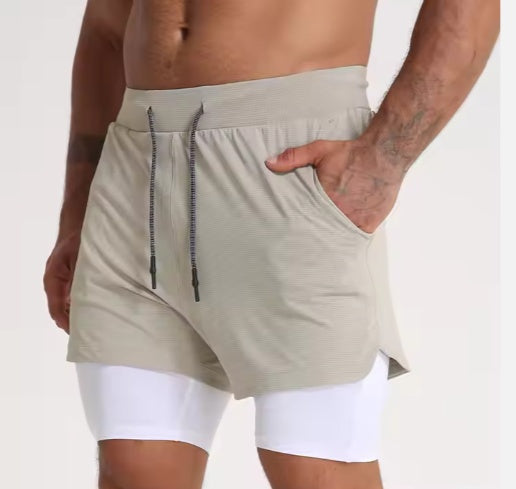 Men's Quick Dry 2-in-1 Gym Shorts | Breathable Polyester Spandex Running Fitness Shorts with Liner
