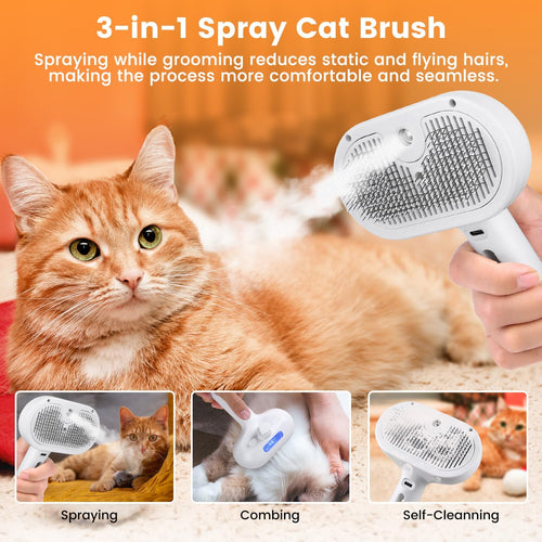 3 In 1 Cat Steam Brush, Pet Steam Brush For Cat Dog Long Short Haired, Pet Spray Hair Removal Comb For Small Animals Shedding & Grooming, Water Mist Spray Brushes With Release Button 5 95806fab-f1ba-44e7-ae3a-3d79046fe71c FIOLKA BOUTIQUE