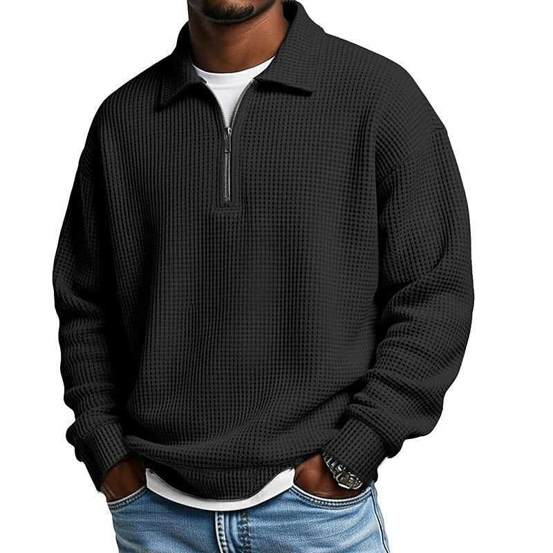 Mens Half-Zip Collared Polo Shirt Top