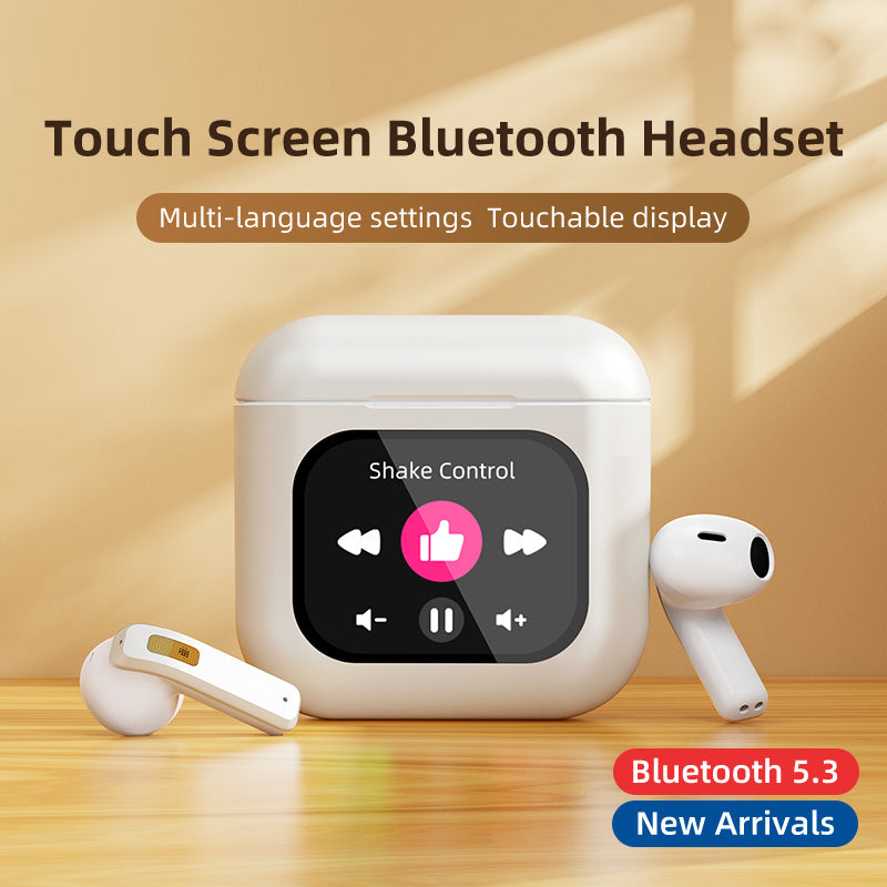 TWS Screen Display Wireless Active ANC Noise-canceling Earbuds, Smart Touch Screen Wireless Earbuds, Noise-canceling Wireless Earphones, Long Battery Life, Built-in SD Card With MP3 Playback