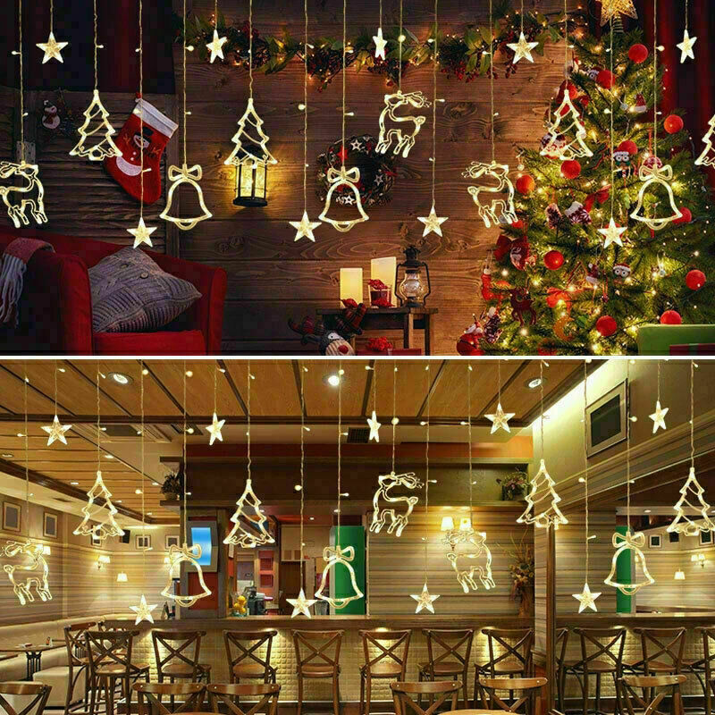 LED Fairy String Window Curtain Lights | Star Christmas Party & Home Indoor Decor