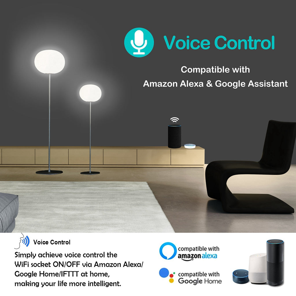 WiFi Smart Plug Outlet | App Remote & Voice Control Timer Compatible with Alexa & Google Home
