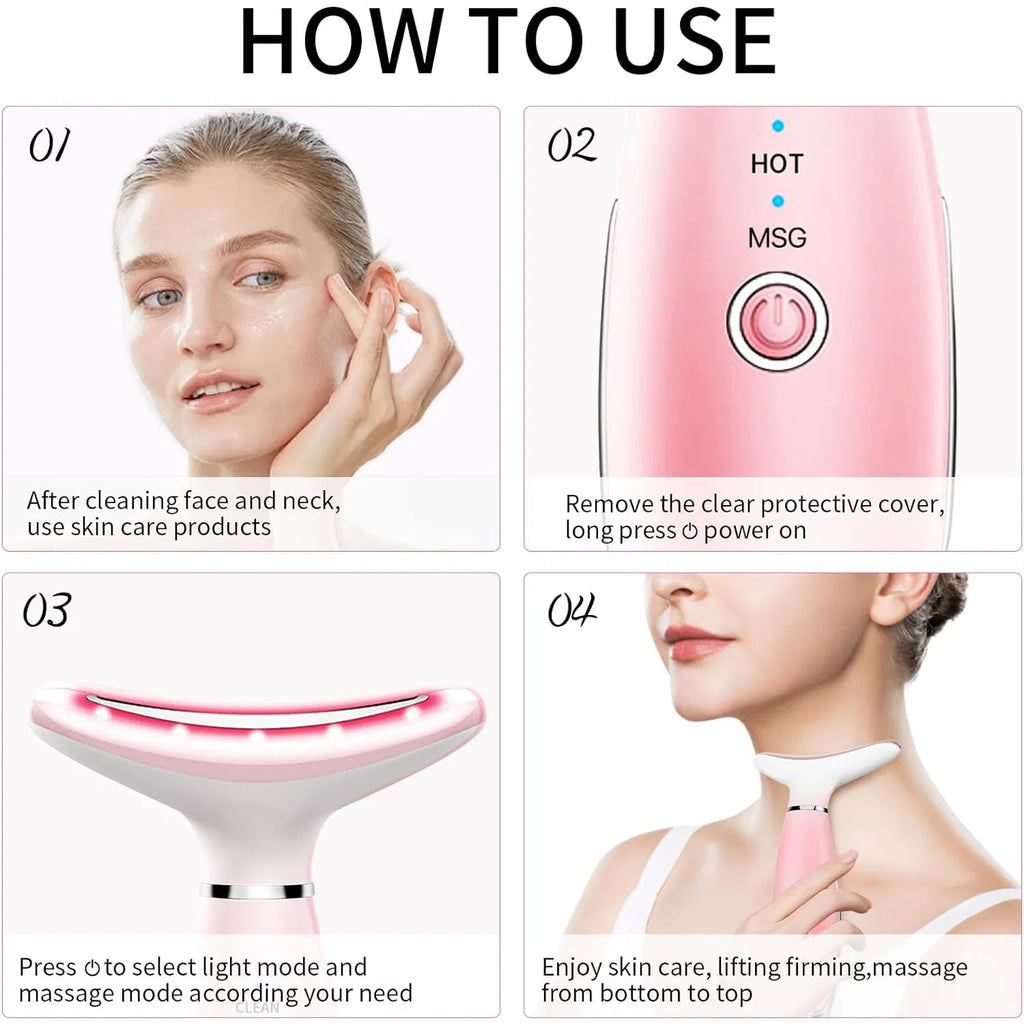 3-in-1 Neck & Face Massager | Thermal Vibration Skin Care Facial Massage Tool