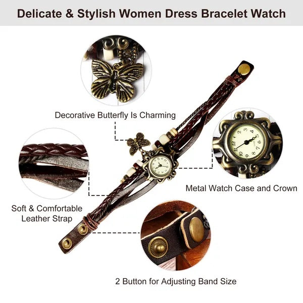 Vintage Women's Watch Bohemian Handmade Leather Watch