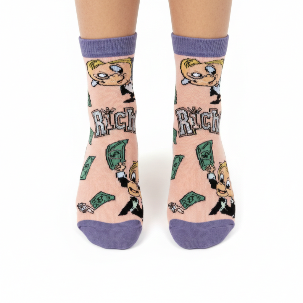 Cash Vibes Cartoon Ankle Socks – 5 Pair Variety Pack | Cute Money & Stripe Graphic Socks
