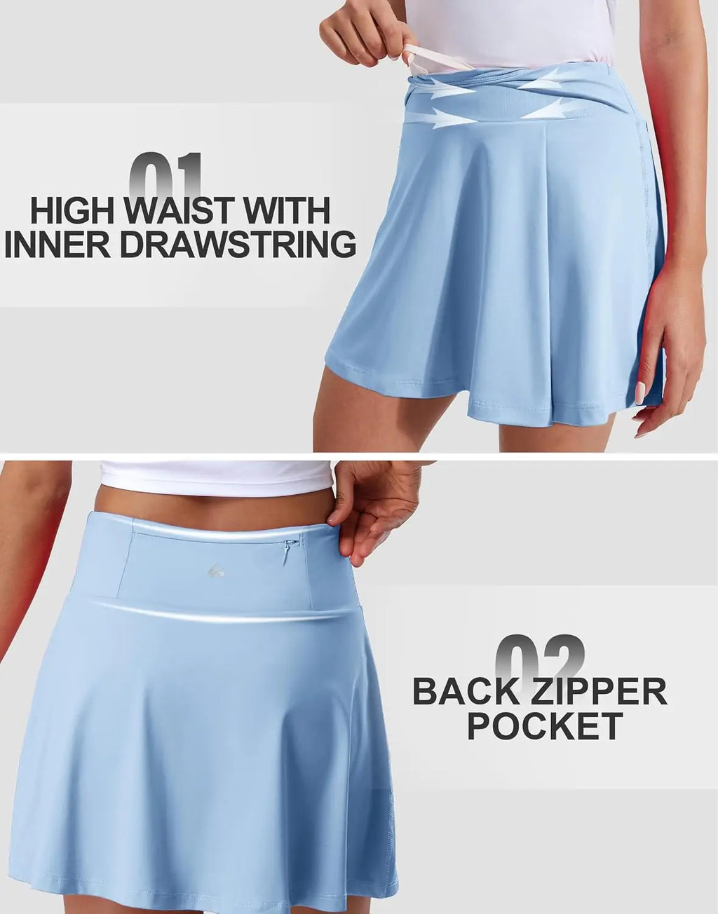Pioneer Camp Women's 18" High Waisted Tennis Skort, Golf Skirt with Built-in Shorts and Pockets, Athletic Long Skirt for Tennis Running Workout