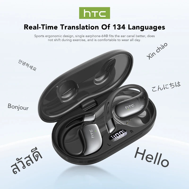 30Hrs Playback Bluetooth Headphones HTC NE57 Wireless Earphones Noise Canceling Earbuds with Battery Indicator for Music