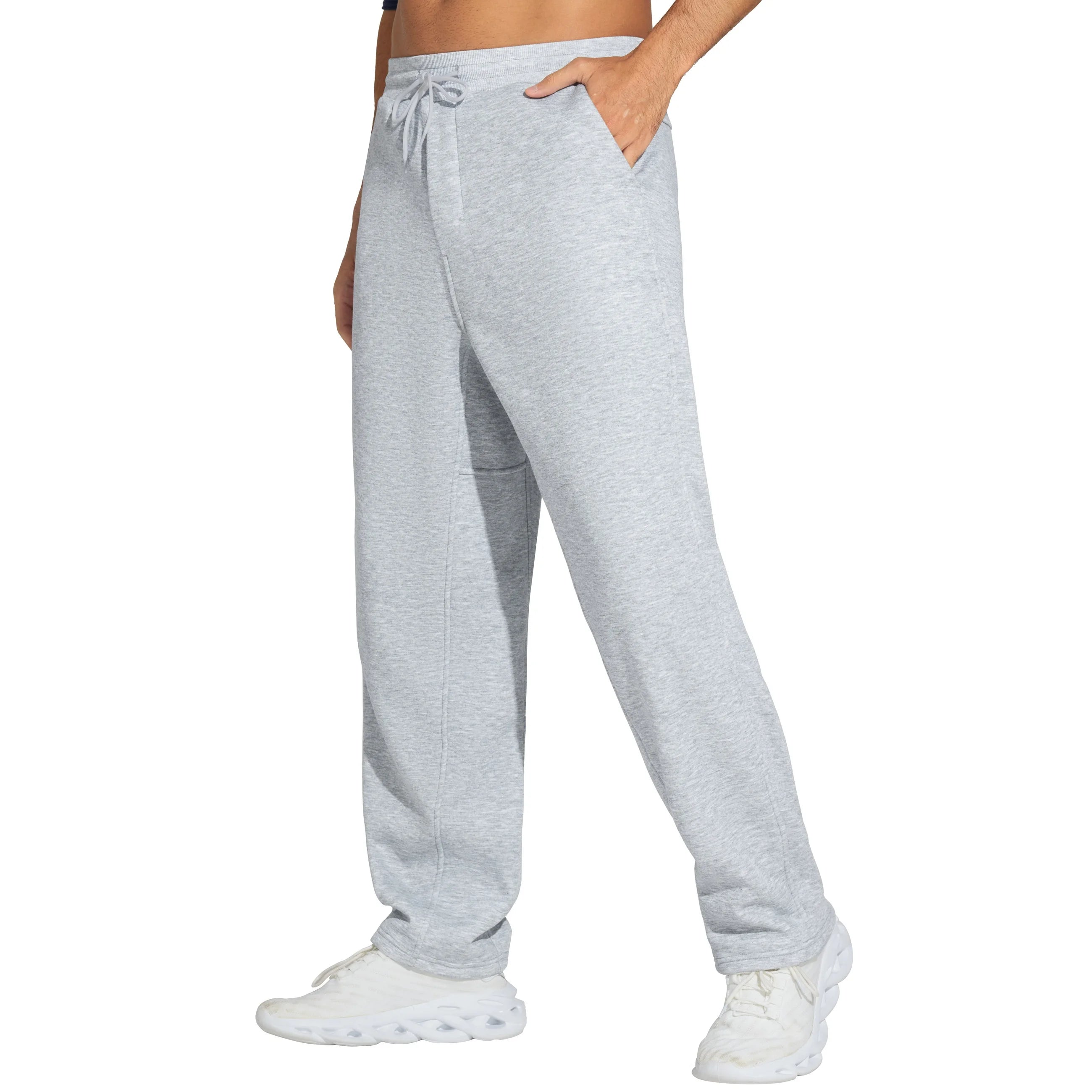 THE GYM PEOPLE Men's Baggy Sweatpants Fleece Drawstring Straight Leg Open Bottom Workout Pants with Pockets