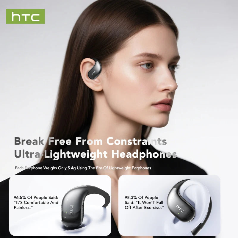 30Hrs Playback Bluetooth Headphones HTC NE57 Wireless Earphones Noise Canceling Earbuds with Battery Indicator for Music