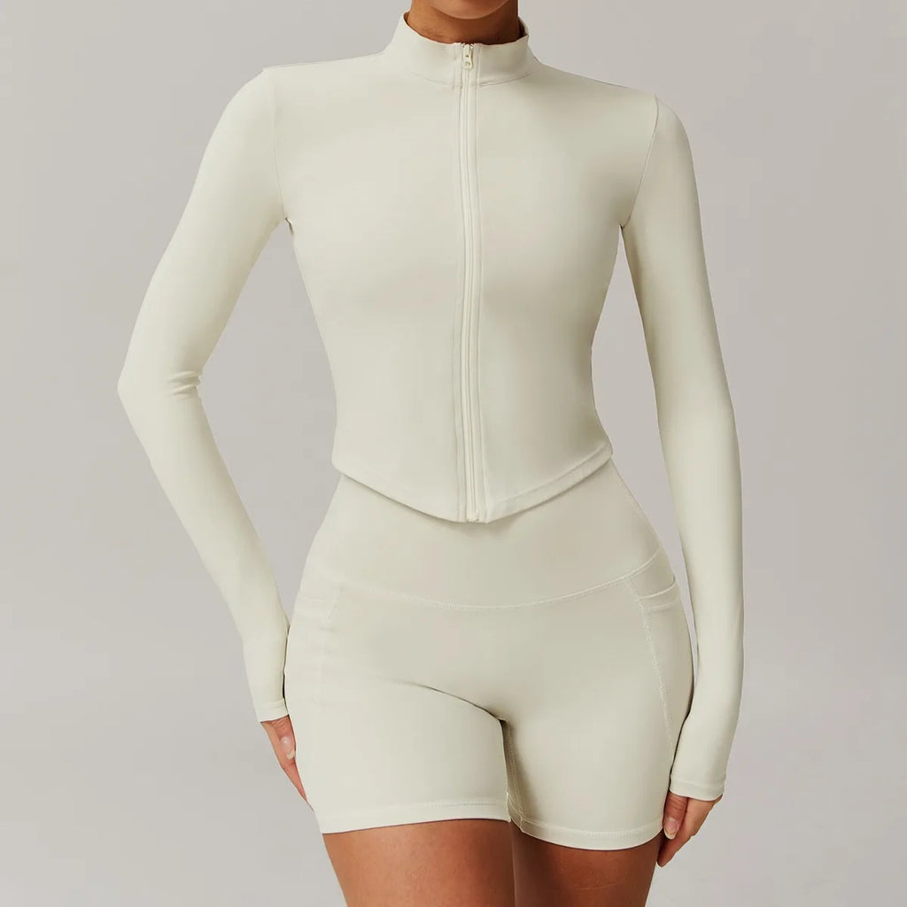 Women's Sports Long-Sleeved Zip-Up Top Casual Athletic-Style Top Quick-Dry Fitness Yoga Outerwear Jacket, Single Top Y2K