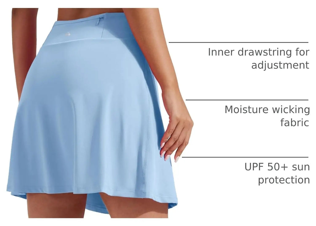 Pioneer Camp Women's 18" High Waisted Tennis Skort, Golf Skirt with Built-in Shorts and Pockets, Athletic Long Skirt for Tennis Running Workout