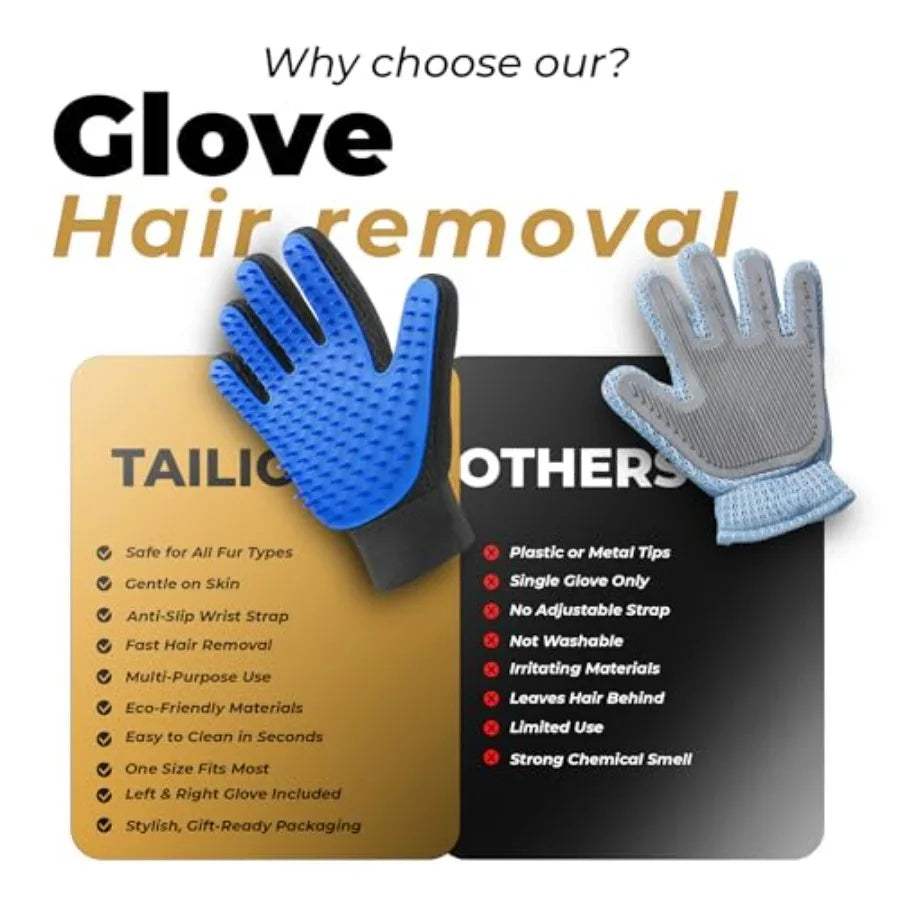 Pet Grooming Gloves Efficient Dog and Cat Grooming Gloves 2-in-1 Deshedding Glove and Massage Mitt for Bathing, Washing and She