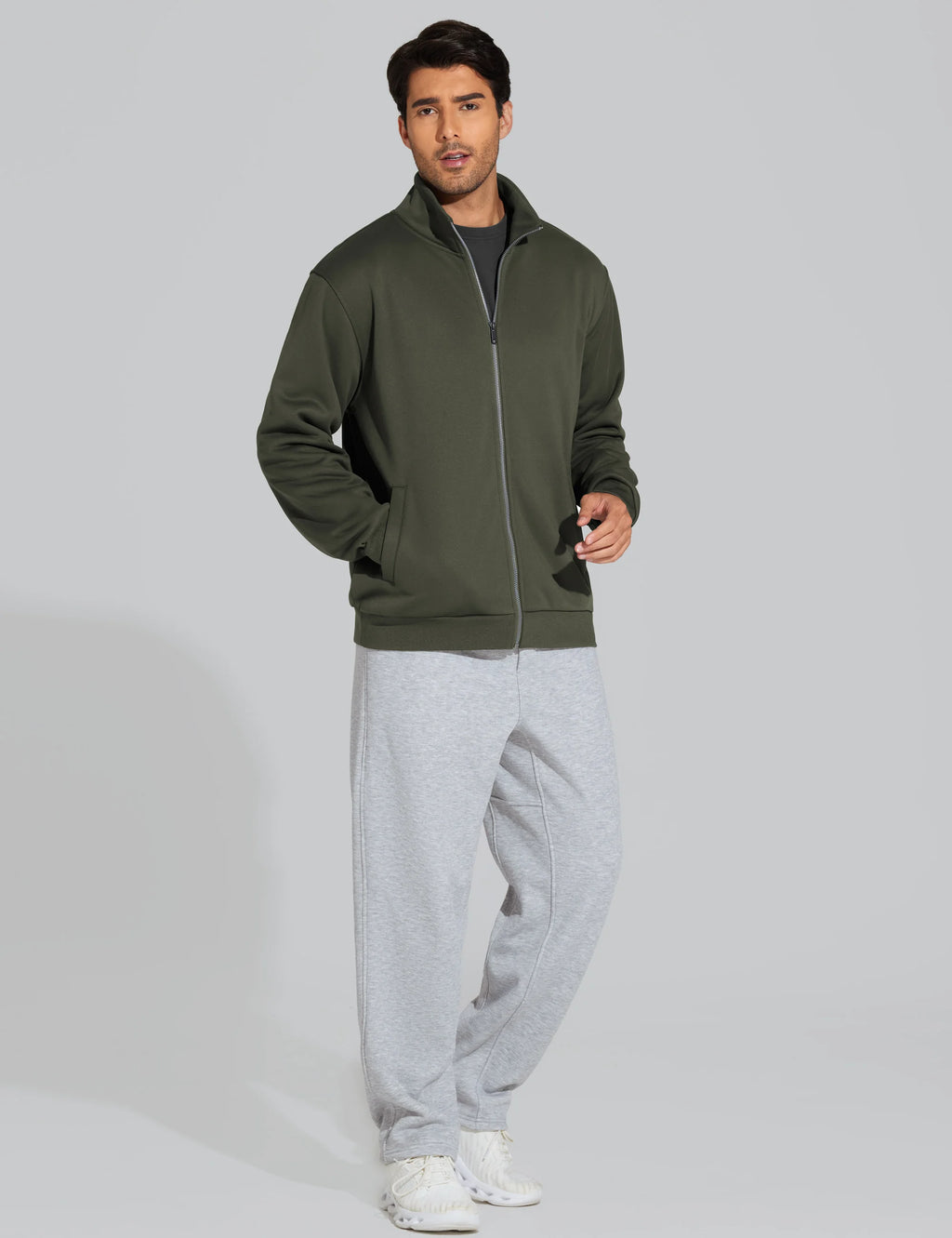 THE GYM PEOPLE Men's Baggy Sweatpants Fleece Drawstring Straight Leg Open Bottom Workout Pants with Pockets