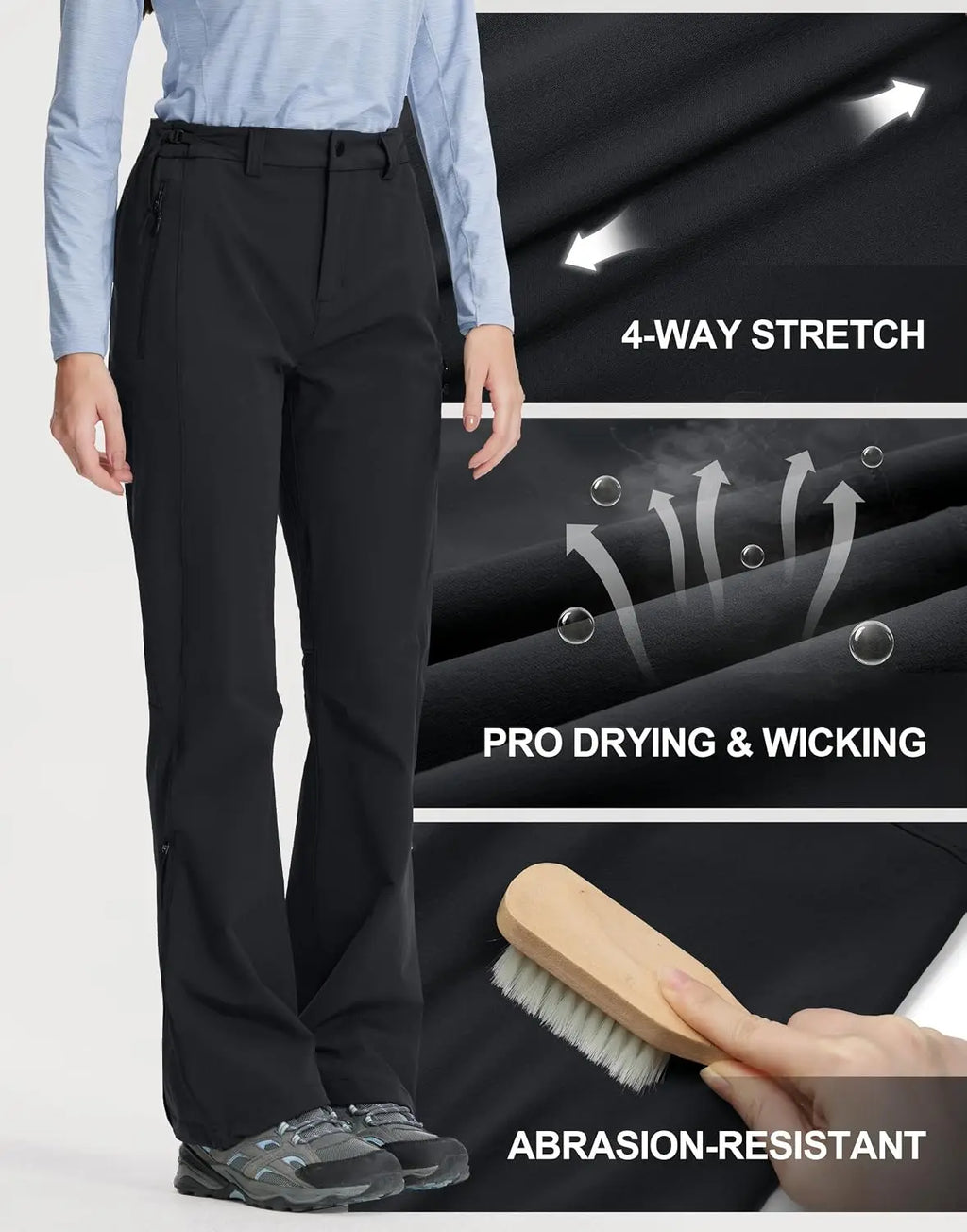 Pioneer Camp Women's Hiking Pants Flared Lightweight Water Resistant Cargo Travel Pants Ripstop Quick Dry for Work Golf Camp