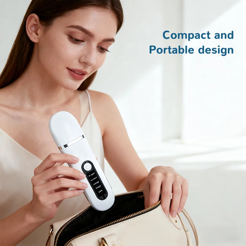 Ultrasonic Skin Scrubber 4 in1 Ion Import Export Face Cleansing Massage Peeling Spatula Blackhead Remover Pore Purifying  Facial Shovel Cleanser Lifting Skin Care
