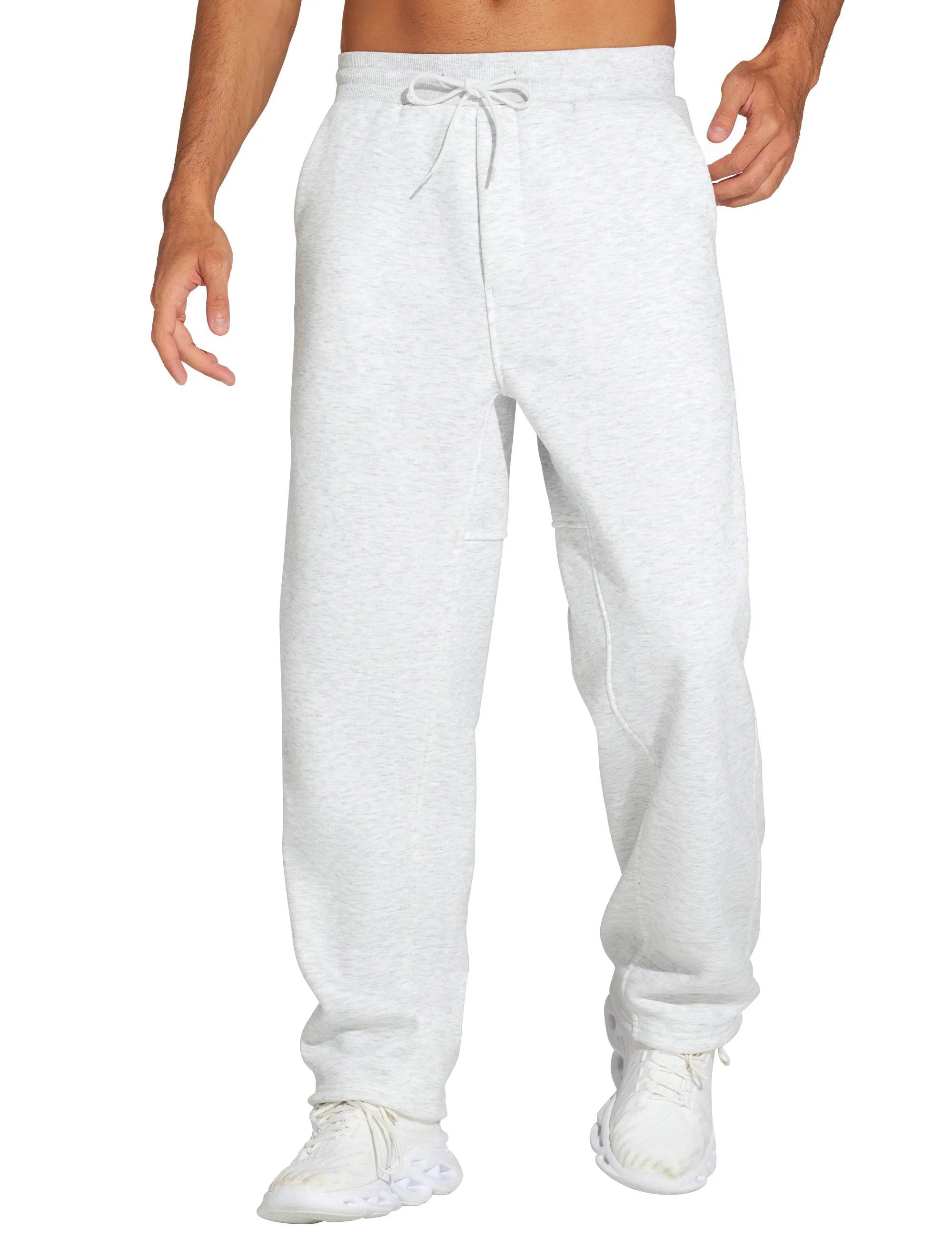 THE GYM PEOPLE Men's Baggy Sweatpants Fleece Drawstring Straight Leg Open Bottom Workout Pants with Pockets