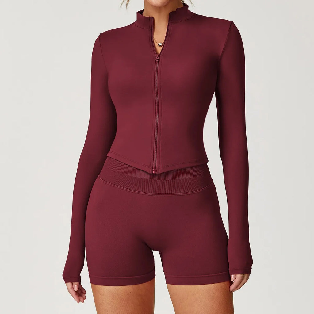 Women's Sports Long-Sleeved Zip-Up Top Casual Athletic-Style Top Quick-Dry Fitness Yoga Outerwear Jacket, Single Top Y2K