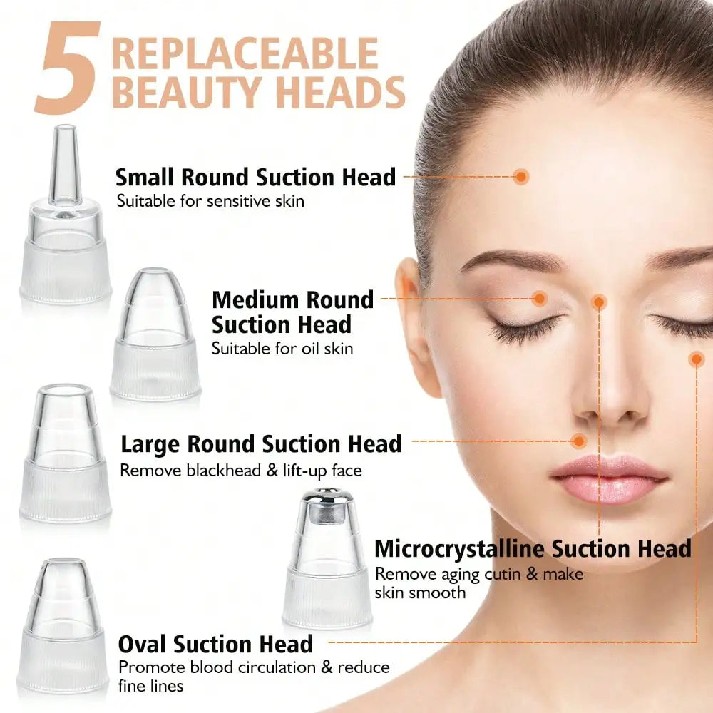 Electric Vacuum Suction Blackhead Remover USB Rechargeable Facial Pore Cleaner Comedone Spot Acne Pimple Black Head Extractor Face Skin Care Tools