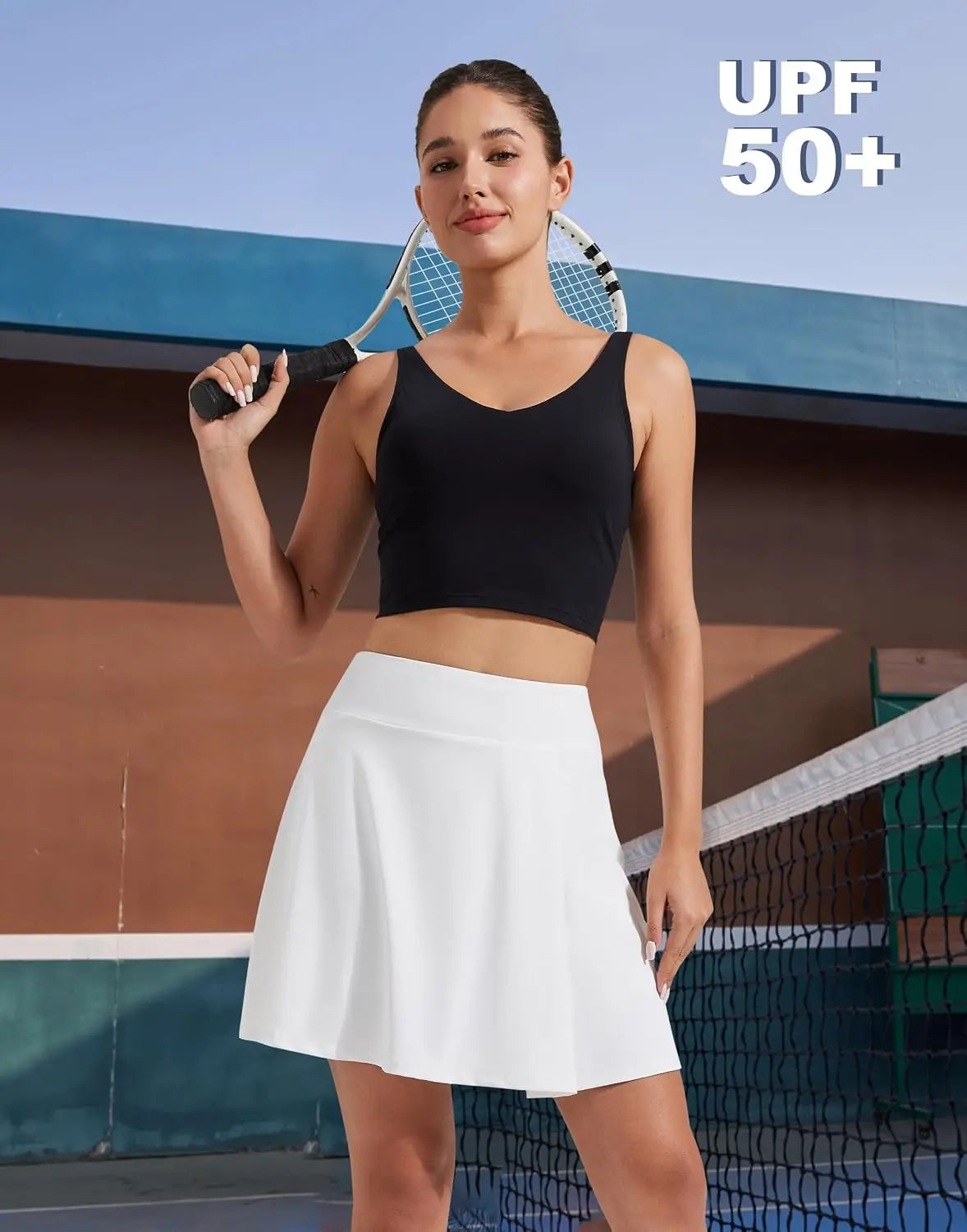 Pioneer Camp Women's 18" High Waisted Tennis Skort, Golf Skirt with Built-in Shorts and Pockets, Athletic Long Skirt for Tennis Running Workout