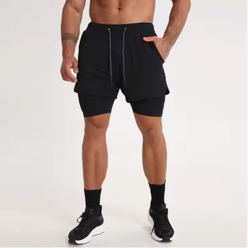 Men's Quick Dry 2-in-1 Gym Shorts | Breathable Polyester Spandex Running Fitness Shorts with Liner