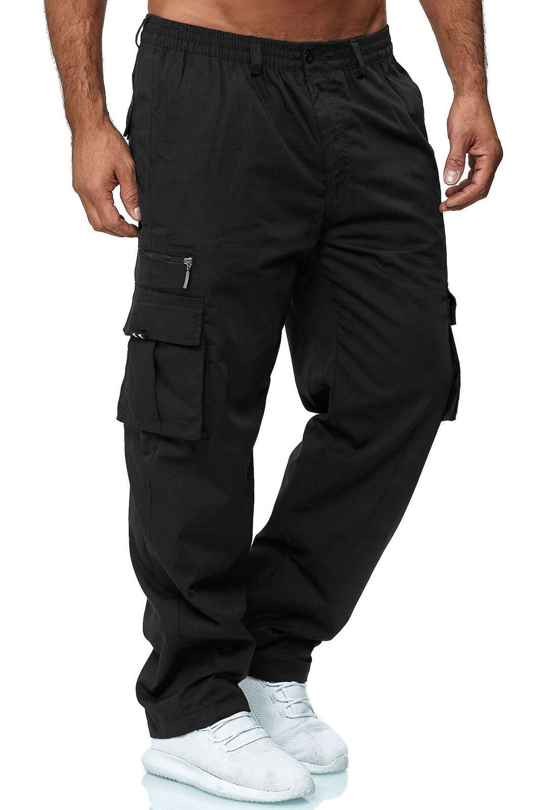 Men's Casual Multi-Pocket Loose Straight Cargo Pants Black 0 a059c46d-6786-4cbe-b308-85a5fbd0de99 FIOLKA BOUTIQUE