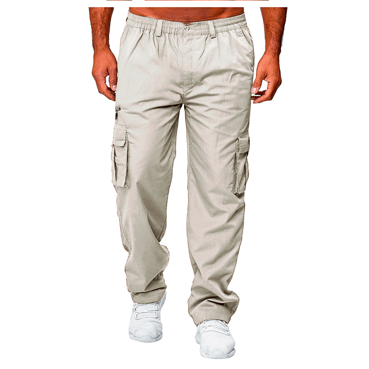Men's Casual Multi-Pocket Loose Straight Cargo Pants Rice grey 0 a1b5857f-1f3b-4201-8e17-6e13a6e1ddb0 FIOLKA BOUTIQUE