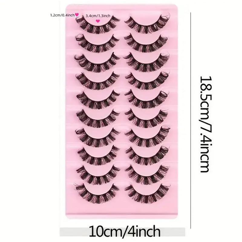 10 Pairs False Lashes Extension Cluster | Faux Mink Fluffy Dramatic