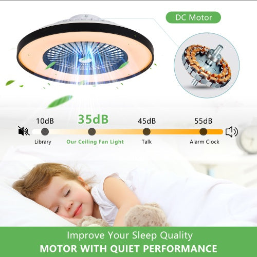 23" Smart Ceiling Fan with LED RGB Light | App & Remote Control