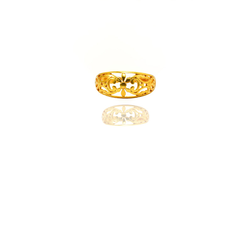 Adjustable Flower Ring | 24K Gold Sterling Jewelry for Women