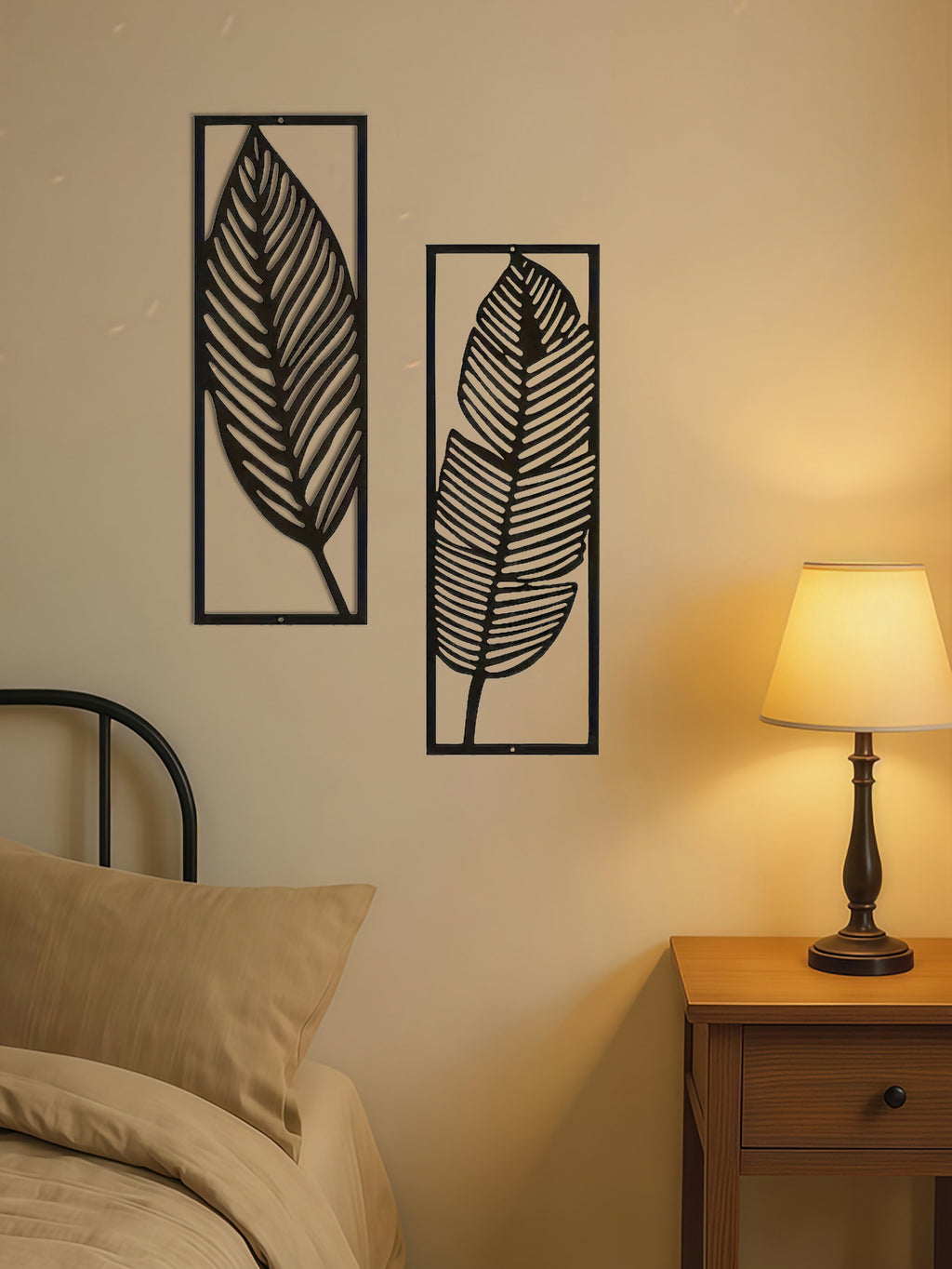 2-Pack Handmade Iron Leaf Wall Art | Rustic Nature-Inspired Decor
