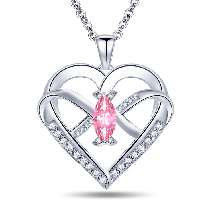 Emma Manor Heart Pendant Necklace | 14K White Gold Plated 5A CZ Infinity Butterfly Jewelry