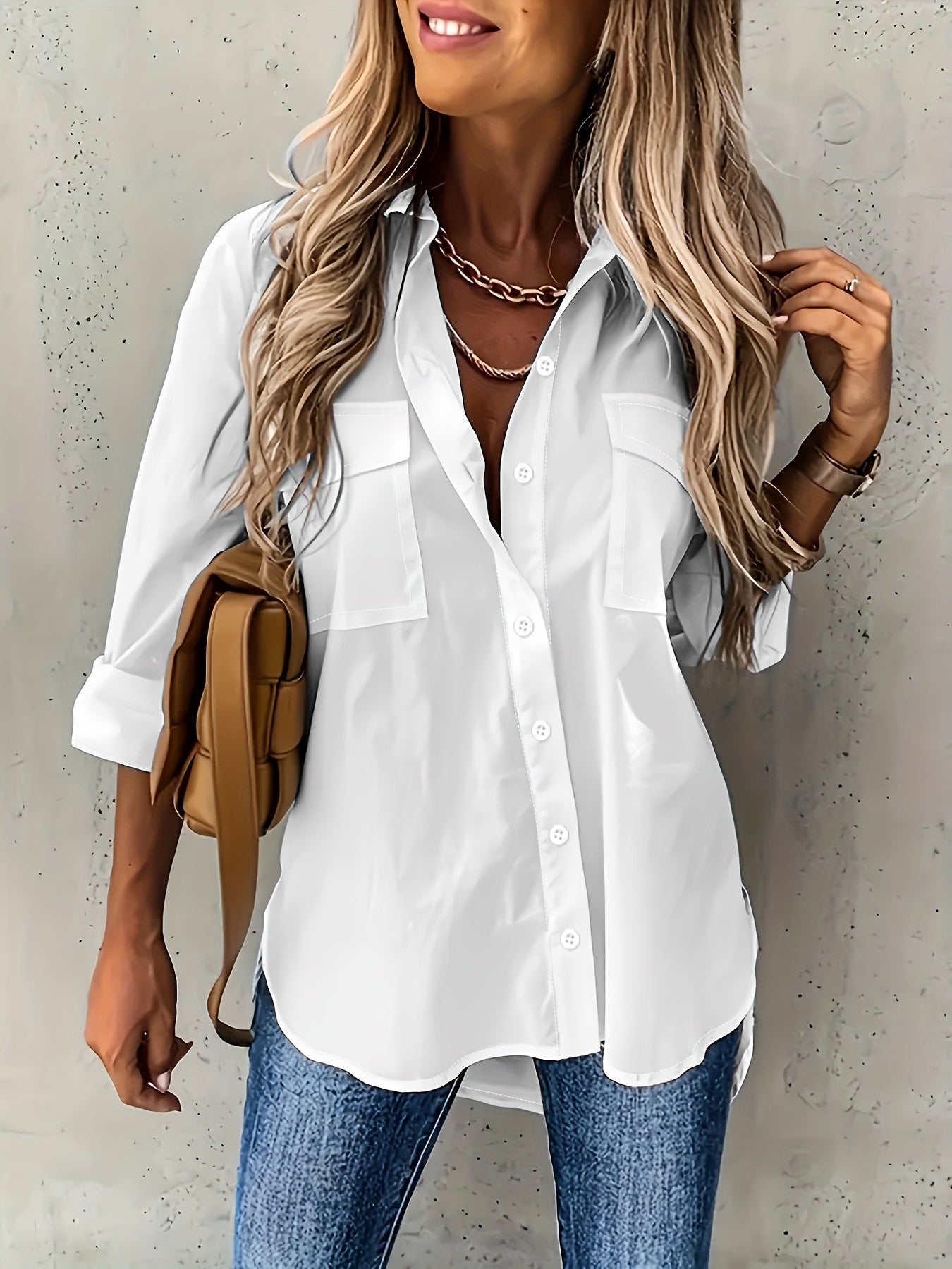 Women's Plus Size Two-Piece Set | Long Sleeve Casual Shirt & Pants Outfit