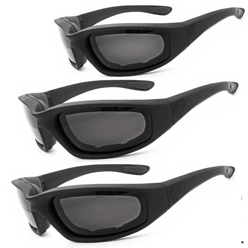 Chopper Cycling Sunglasses 3-Pack | UV400 Windproof Gray Lens Sports Glasses for Men
