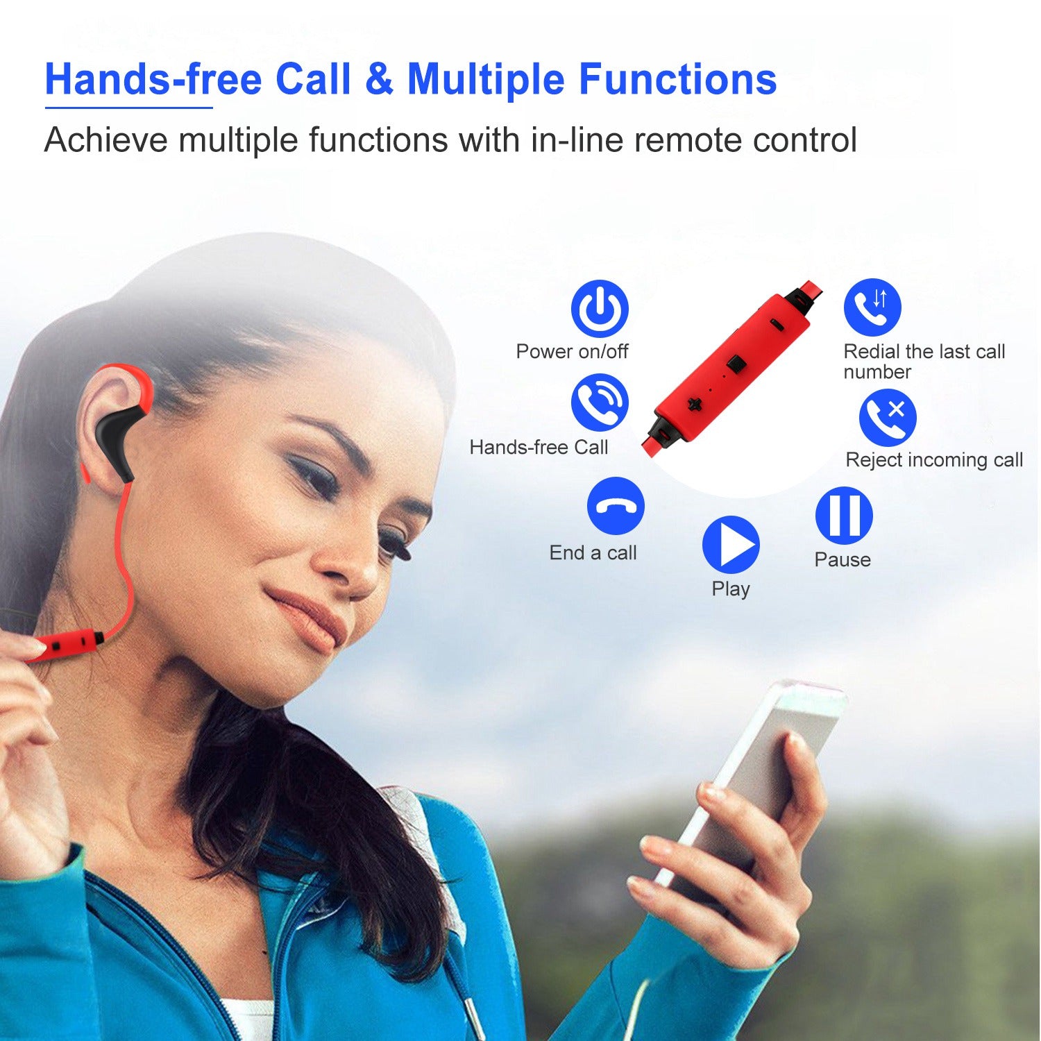 Wireless Headsets V4.1 Sport In Ear Stereo Headphones Sweatproof Noise Canceling Earphones Back Headphone With Mic Handsfree For Running Hiking Travel