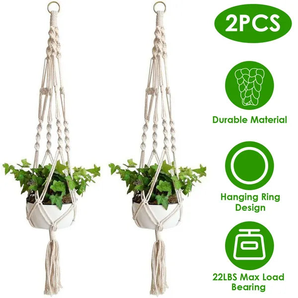 2-Pack Cotton Rope Plant Hangers 40in | 4-Leg Macrame Flowerpot Net Bag Holder 5 b332792e-6494-4876-bf5f-5521024bee9e FIOLKA BOUTIQUE