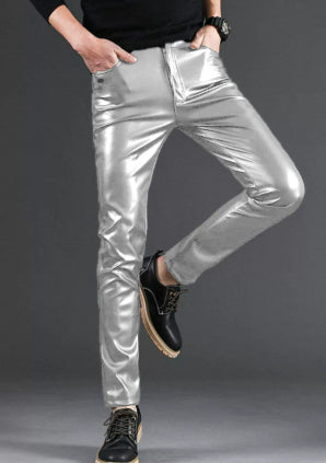 Men's Slim-Fit PU Leather Pants | Autumn Winter Fashion Faux Leather Trousers Silver 0 b8ddf71e-1e55-4af0-a15f-7c1602b8ae2d FIOLKA BOUTIQUE