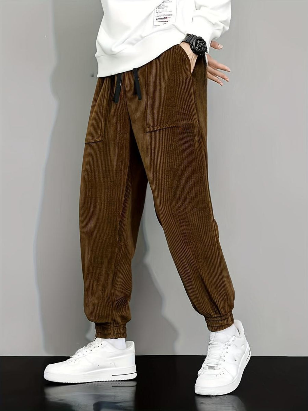 Men's Slim Fit Corduroy Casual Pants | Trendy Anti-Wrinkle Long Straight Trousers