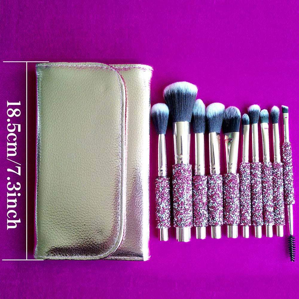10 In 1  Diamond Inlaid Handmade Custom Makeup Brush