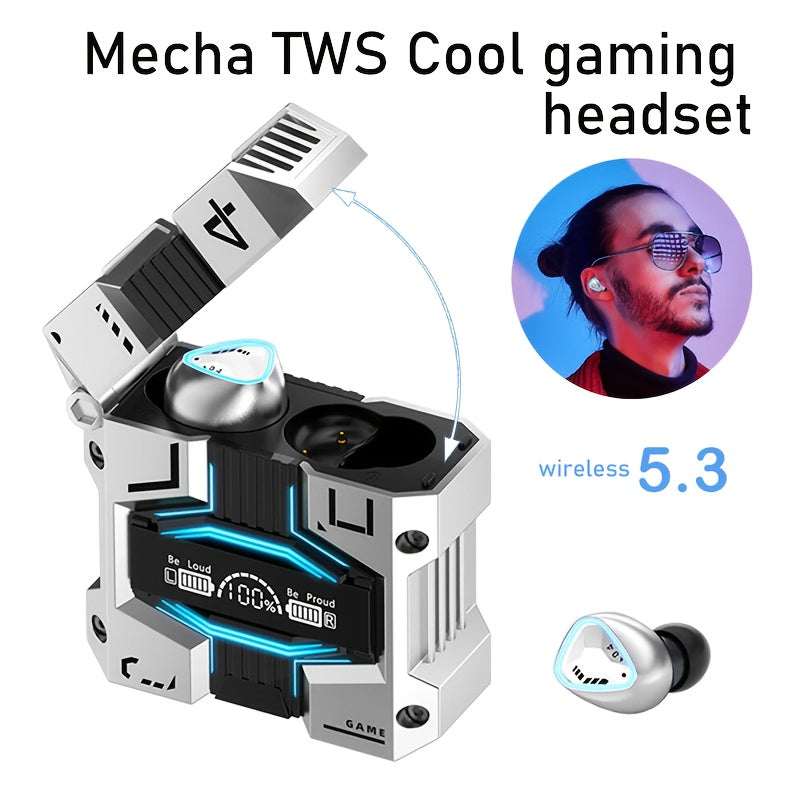 True Wireless Earbuds With ENC, Bluetooth 5.3, IPX7 Waterproof, 120 Hours Long Battery Life With Built-in Mic, Compatible With IOS & Android Devices Silver