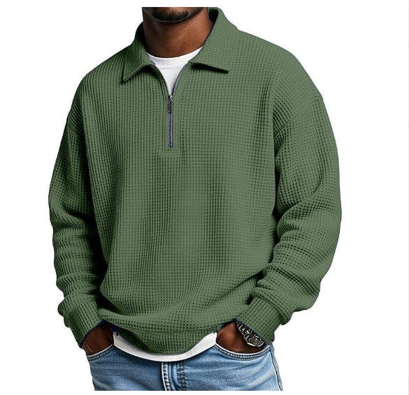 Mens Half-Zip Collared Polo Shirt Top