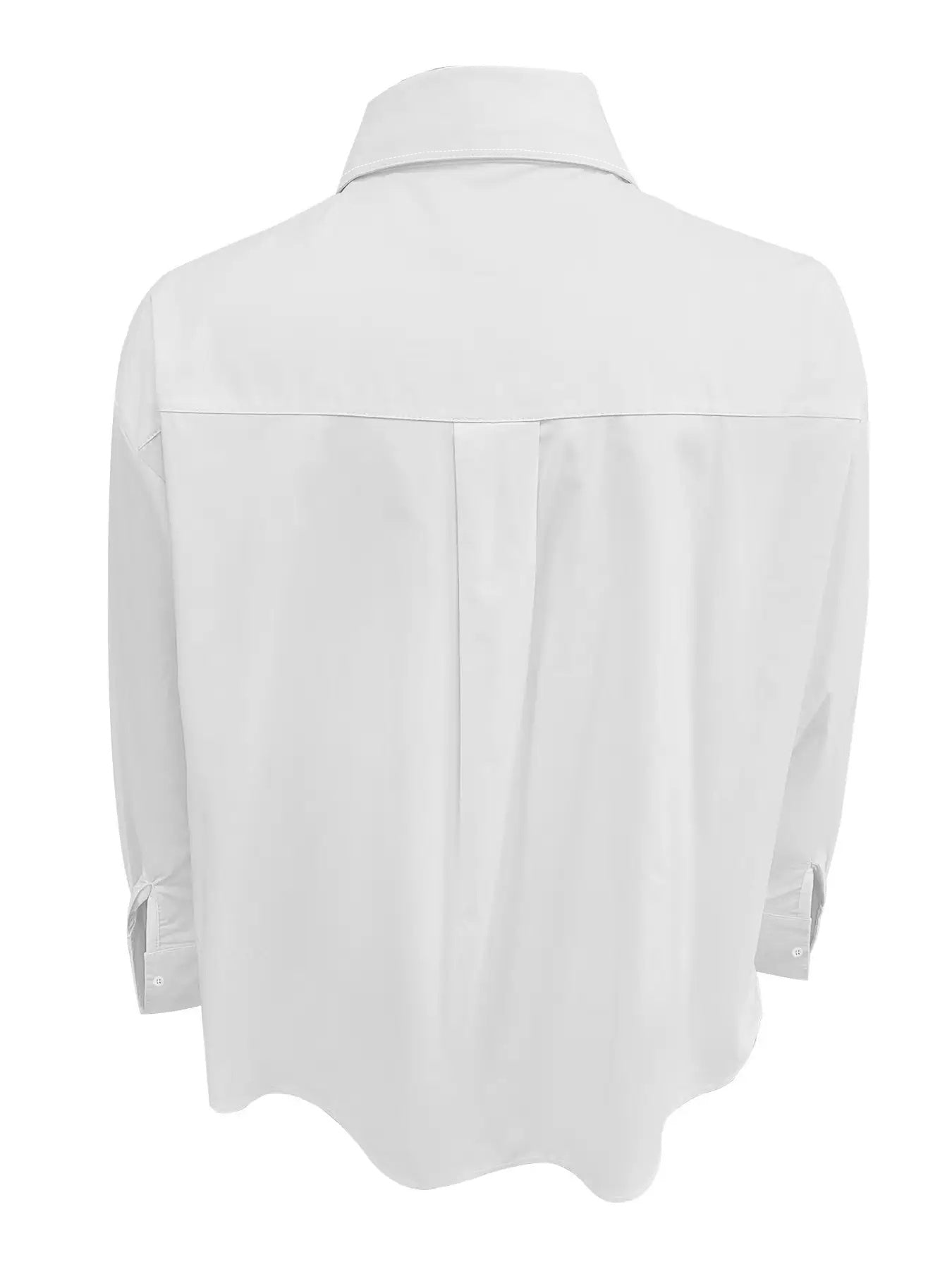 Plus Size Women's Elegant Casual Business Long Sleeve Shirt - Classic Collar Button-Up Blouse, Solid Color Non-See-Through Fabric,