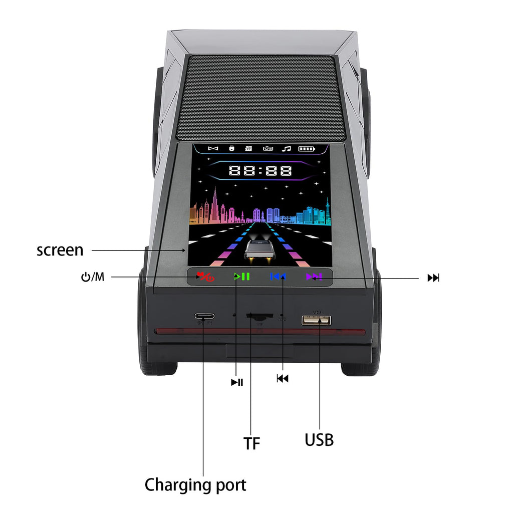 WS-580 Bluetooth Pickup Truck Portable Speaker With Display, High-definition Sound, TWS Pairing, FM Radio, Built-in Microphone For Hands-free Calls, A Surprising Gift For Car Enthusiasts