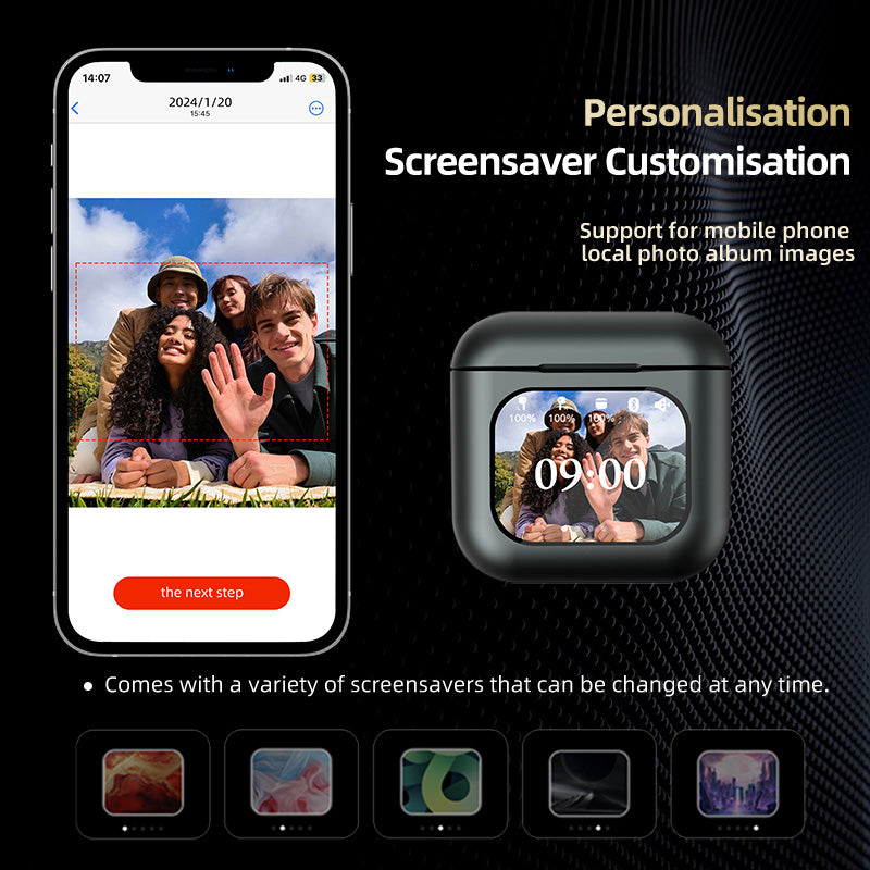 TWS Screen Display Wireless Active ANC Noise-canceling Earbuds, Smart Touch Screen Wireless Earbuds, Noise-canceling Wireless Earphones, Long Battery Life, Built-in SD Card With MP3 Playback