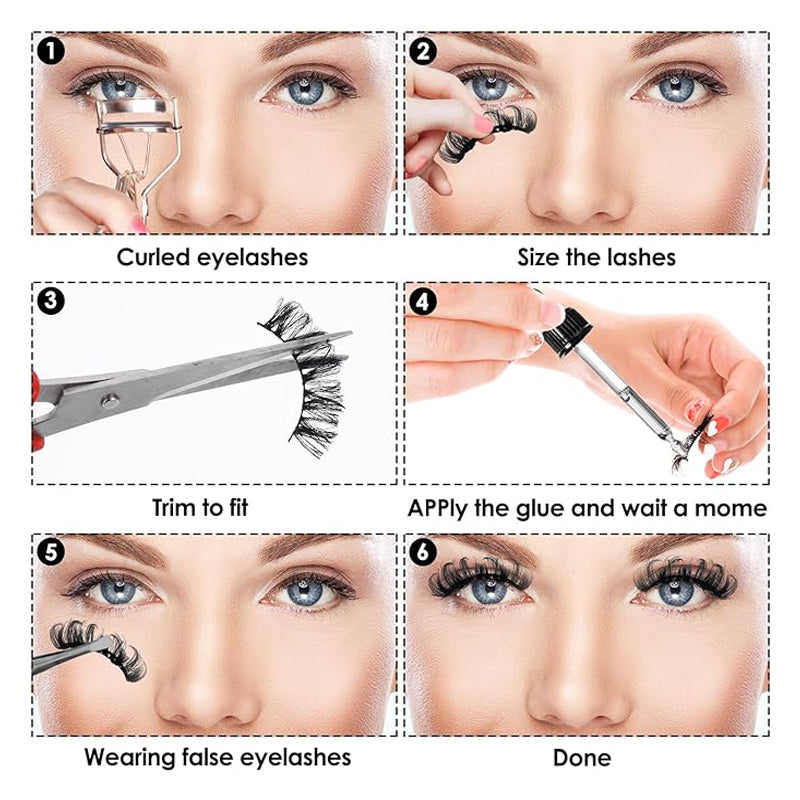 10 Pairs False Lashes Extension Cluster | Faux Mink Fluffy Dramatic