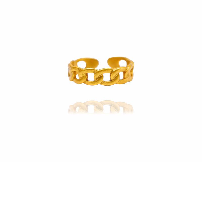 Classic Twist Chain Open Ring | 24K Gold Zircon Geometric Wrapped Couple Ring Jewelry