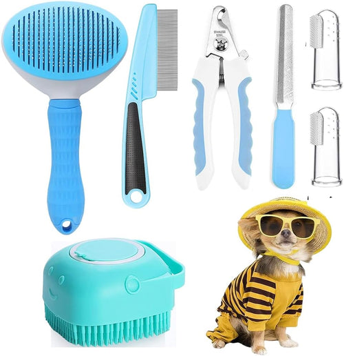 7pcs Pet Grooming Kit, Self-Cleaning Brush Shedding Kit With Nail Clipper, Flea Comb, Shampoo Bath Brush, Finger Toothbrush 5 cce44566-bde0-4cb0-9ef2-ce6e87f61286 FIOLKA BOUTIQUE