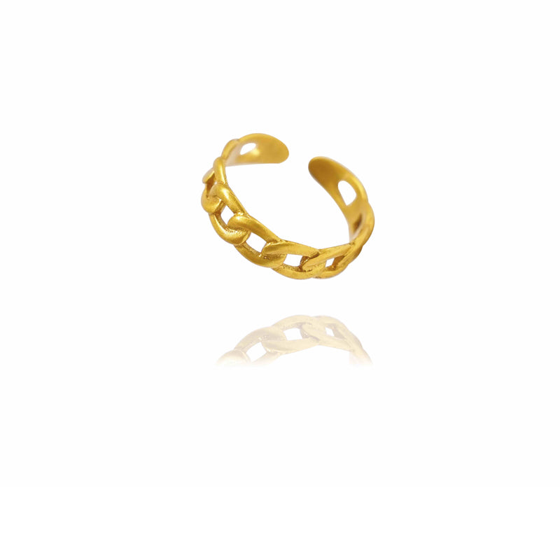 Classic Twist Chain Open Ring | 24K Gold Zircon Geometric Wrapped Couple Ring Jewelry