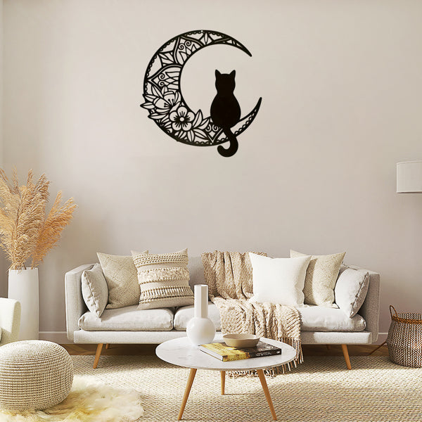 Bohemian Crescent Cat Wall Decor | Pet Theme Home Decoration & Holiday Gift